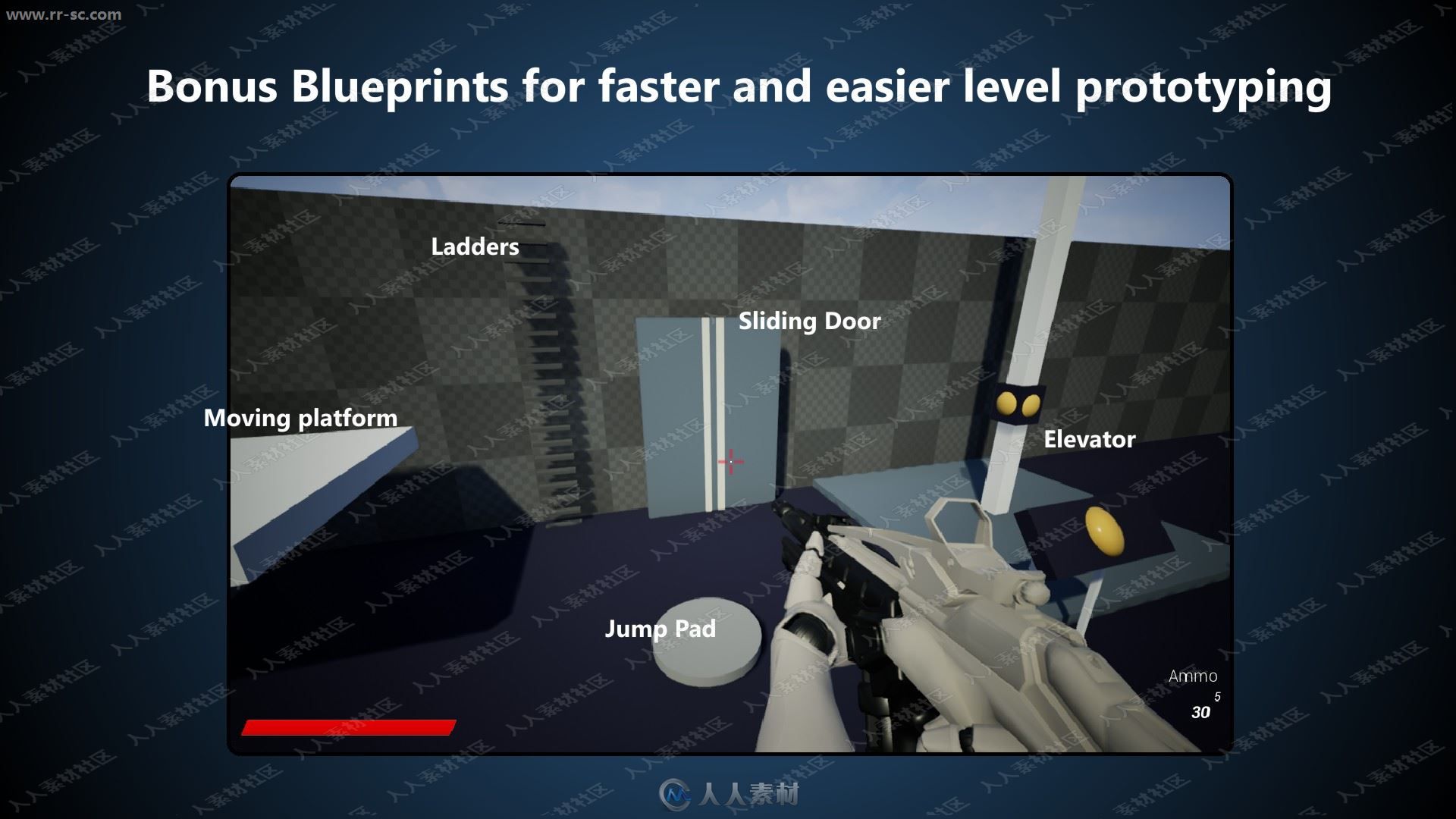 定制射击冲刺跳跃游戏完整蓝图UE4游戏素材资源