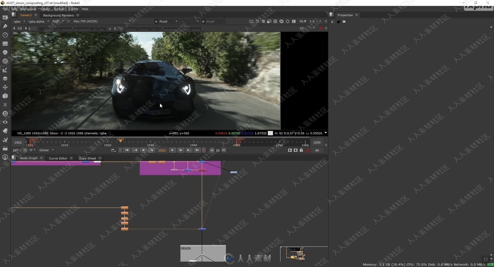 Nuke兰博基尼跑车影视级后期合成技术视频教程