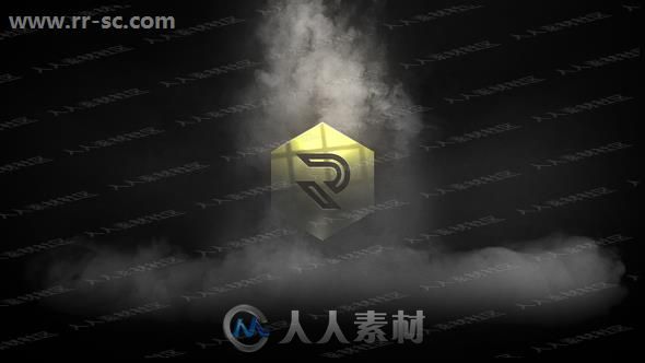 巨大烟尘神秘感金属反光logo动画演绎AE模板