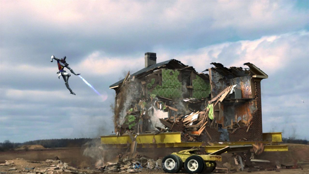 艺术家Oleg Memukhin视觉特效作品集欣赏 其中展示了房屋坍塌特效的制作过程