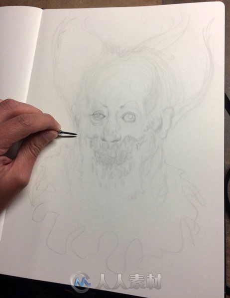 艺术家Mate Jako分享自己使用传统媒介绘制小丑角色的全过程