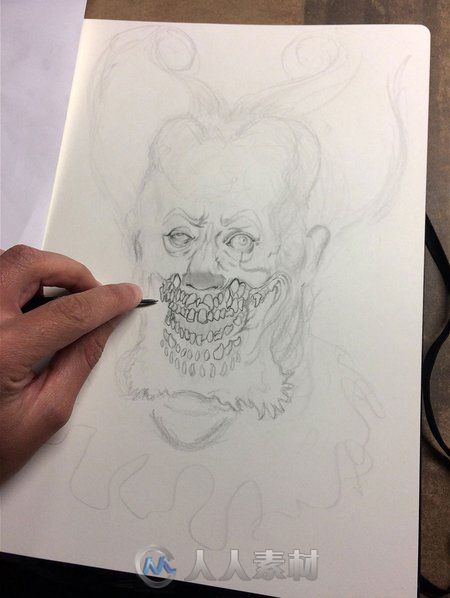 艺术家Mate Jako分享自己使用传统媒介绘制小丑角色的全过程