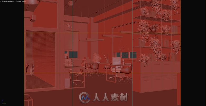 创建办公室内部建筑可视化作品完整过程解析 展示了最终渲染图像效果