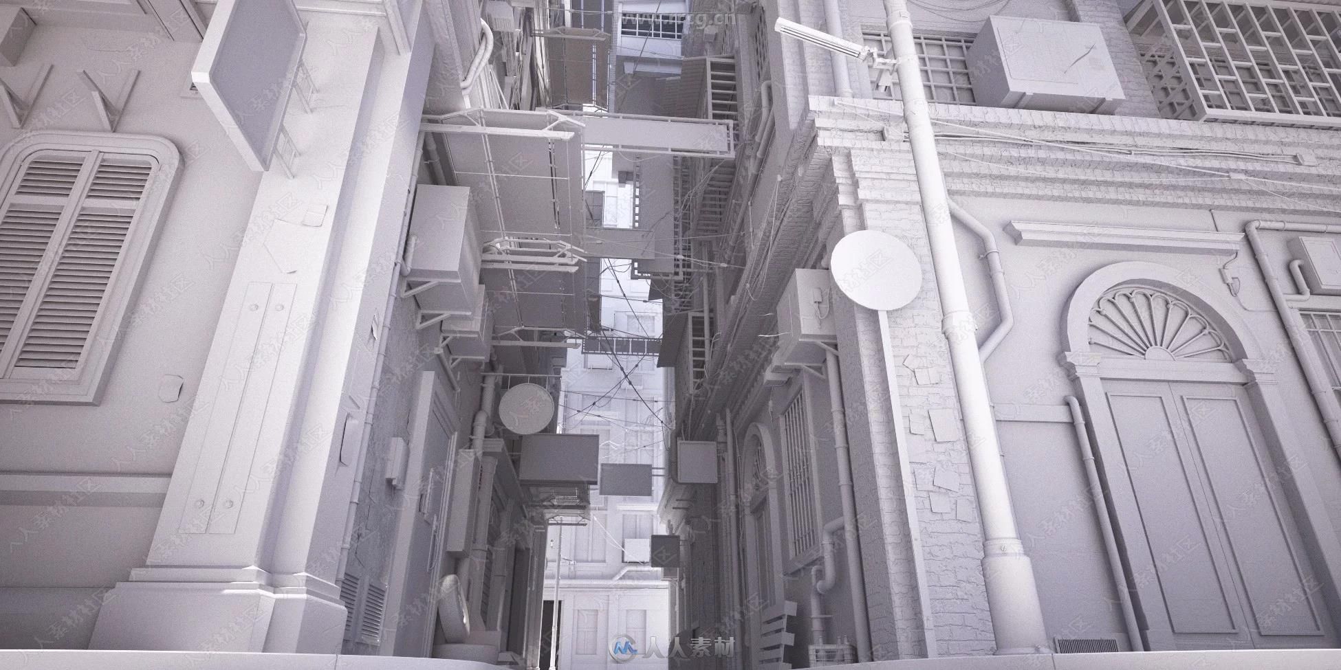 炫丽繁华老城市街区3D模型合集