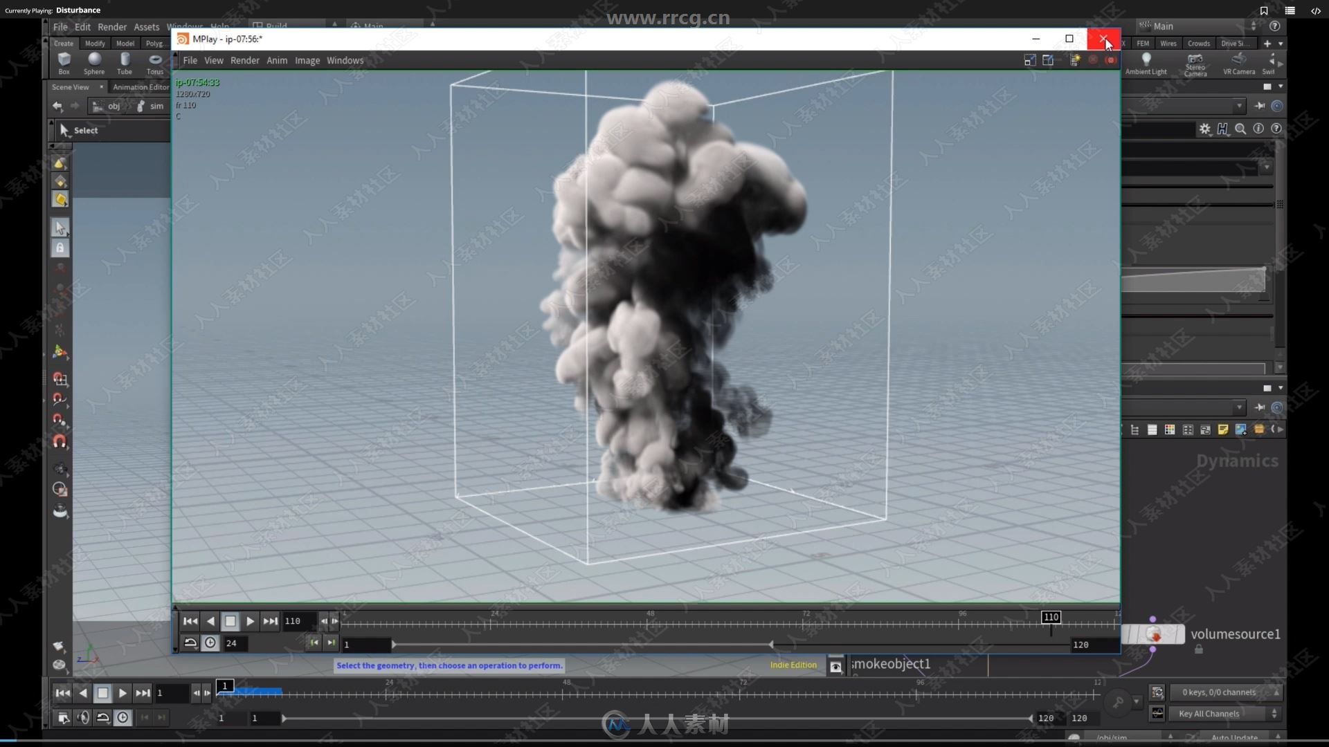 Houdini中Simulation烟雾粒子特效实例制作视频教程