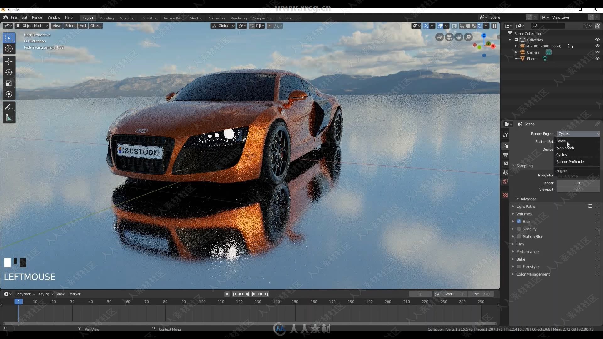 Blender使用BlenderKit资源创建逼真汽车场景视频教程
