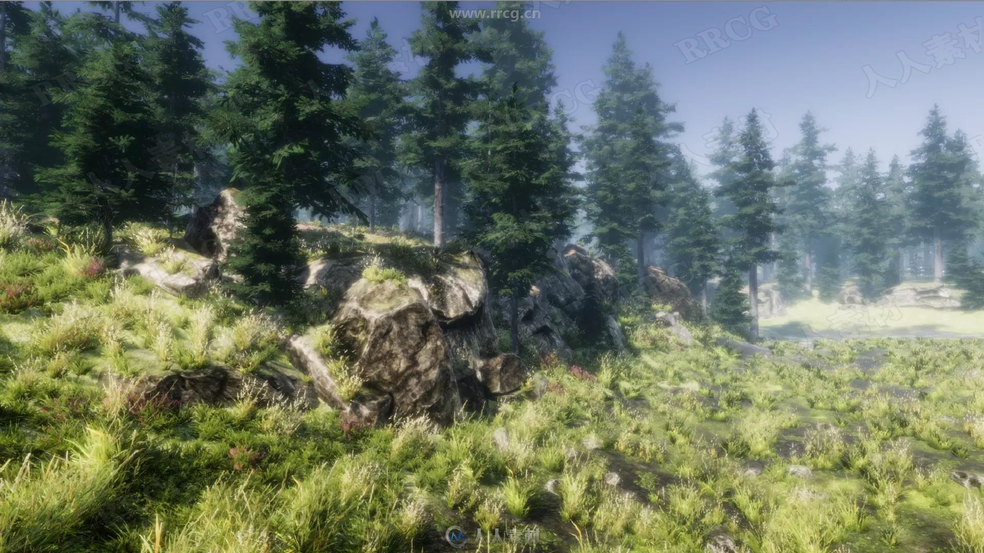 动态山上树木森林自然环境Unity游戏素材资源