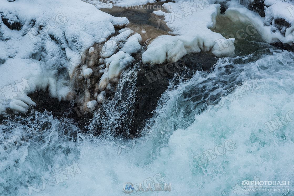 150组冬季瀑布河流白雪覆盖岩石高清参考图片合集