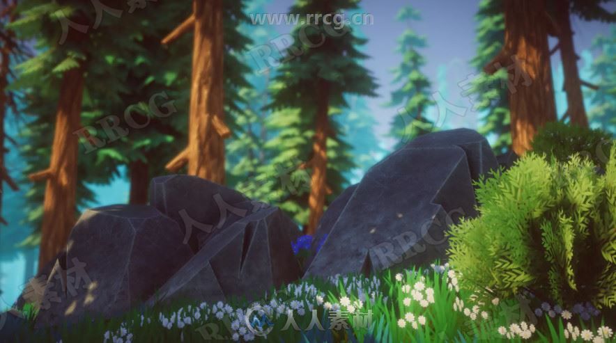 梦幻动漫风格森林房屋花园场景Unity游戏素材资源