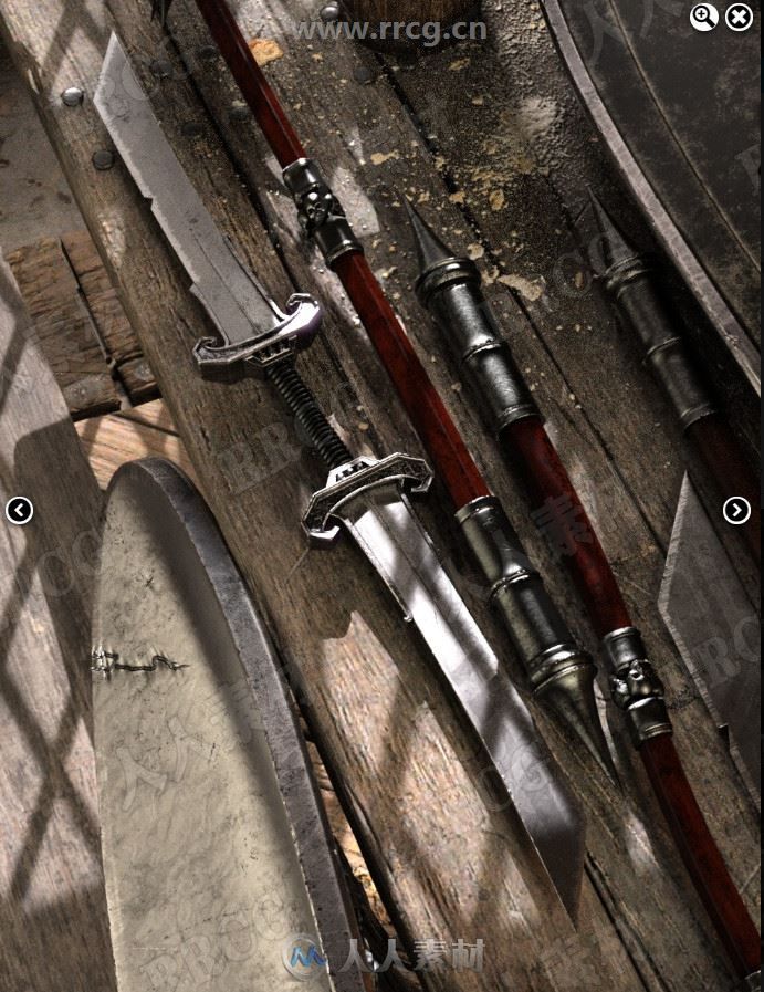 中世纪传统精致雕刻纹理武器道具3D模型合集