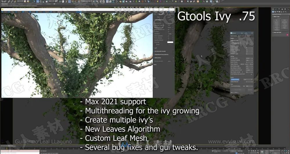 Gtools Ivy Generator植物常春藤生长3dsmax插件V0.79版