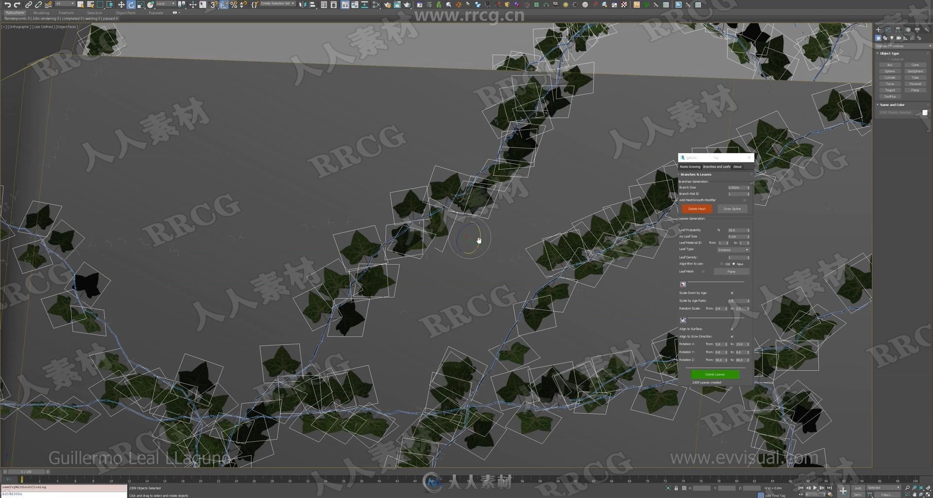 Gtools Ivy Generator植物常春藤生长3dsmax插件V0.79版