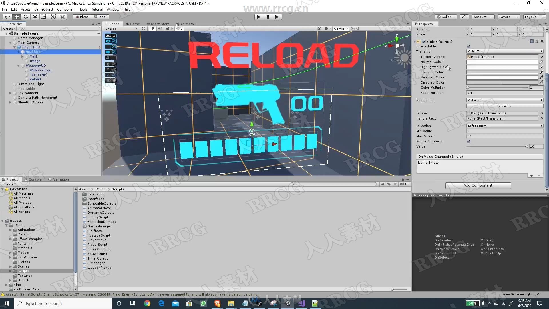 Unity第一人称射击游戏完整制作工作流程视频教程