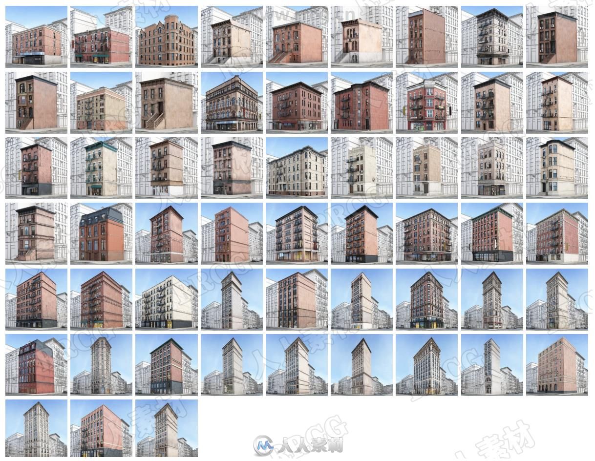 57组高品质纽约风格建筑可视化场景3D模型合集 Evermotion Archmodels第215季