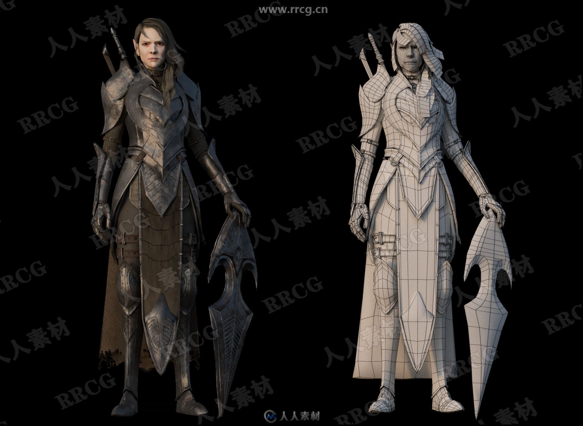 男性精灵骑士战士人物角色高质量3D模型