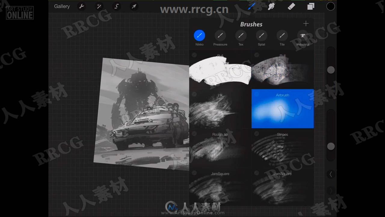 iPad绘制创意概念设计机器人战争视频教程