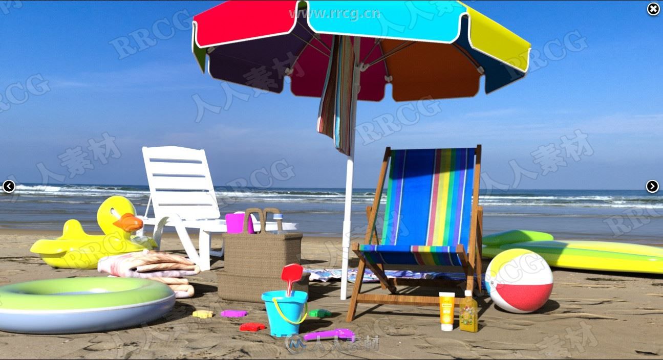 夏季热带海滩道具和场景3D模型合集