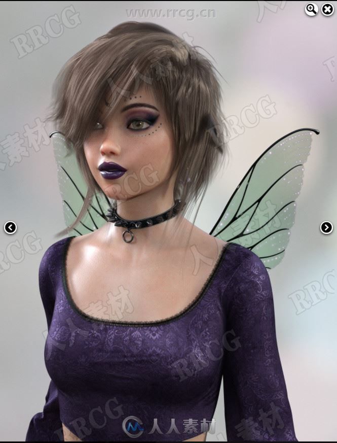 凌乱带翅膀小精灵短发美女造型3D模型合集