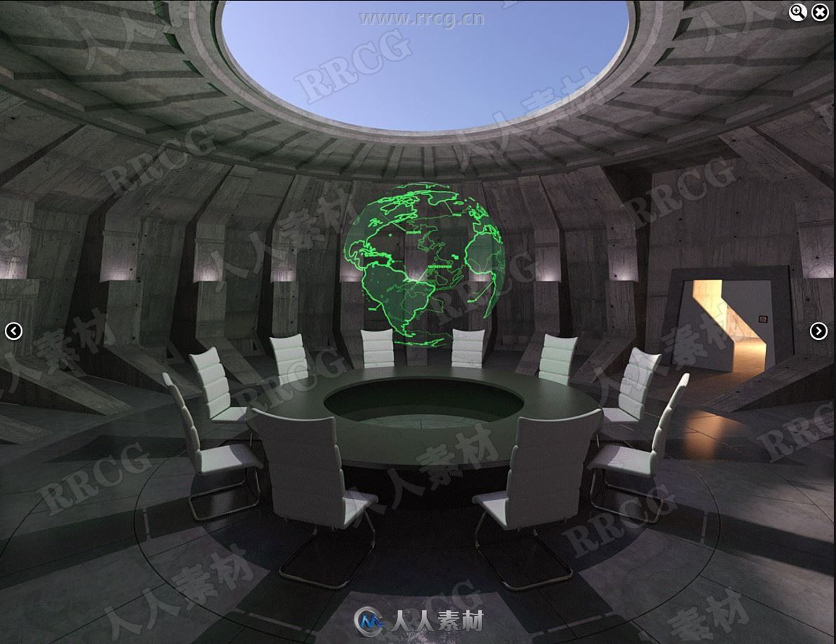 科幻幽静神秘实验会议室3D模型合集