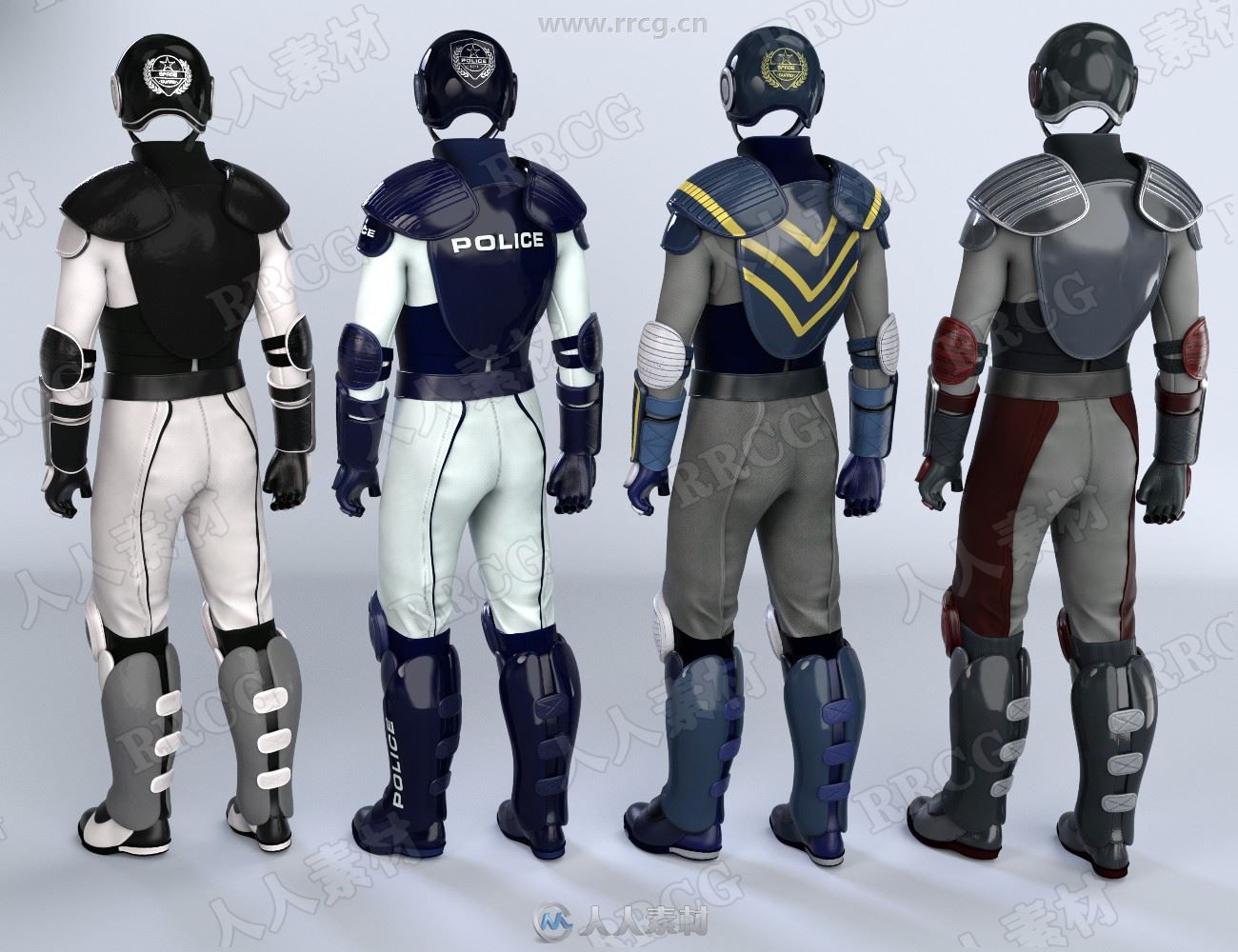 科幻男性警察制服套装3D模型合集