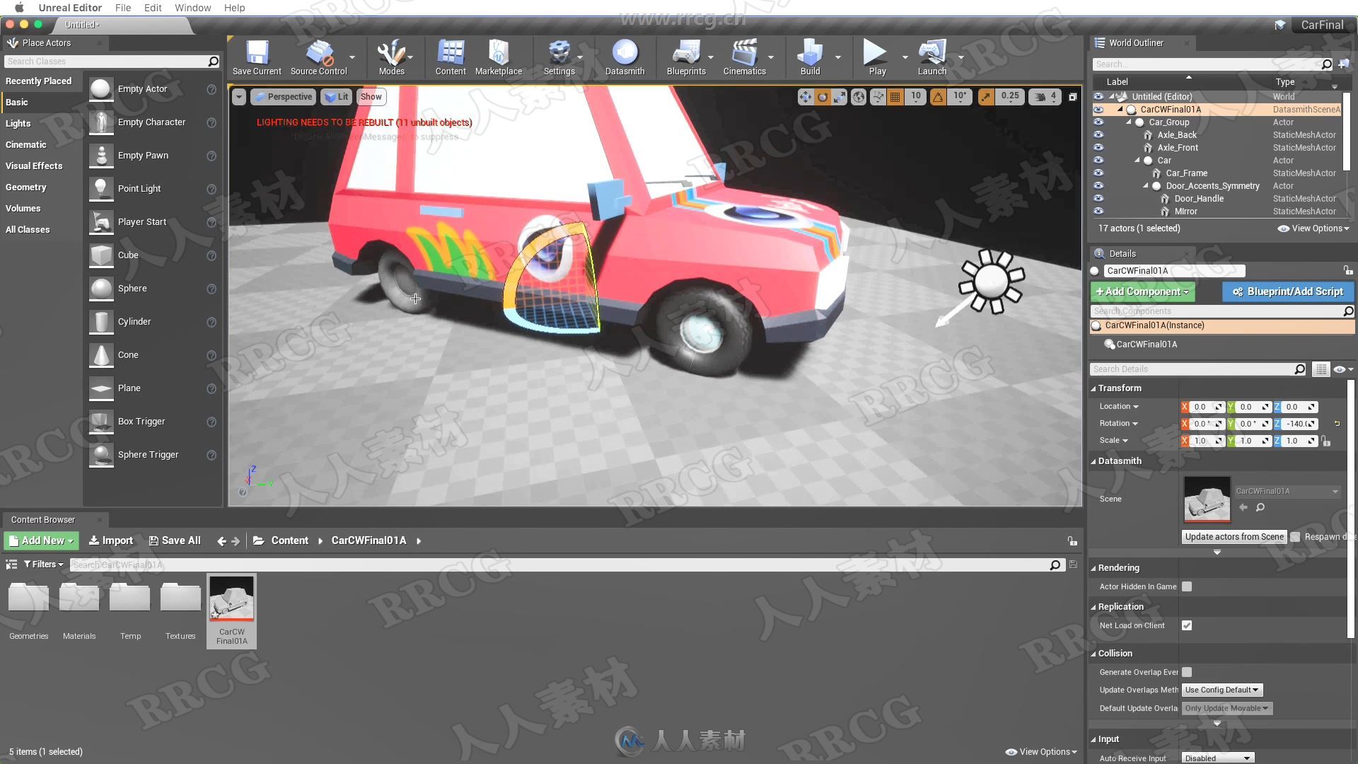 C4D中TOON汽车纹理3D模型拆分训练视频教程