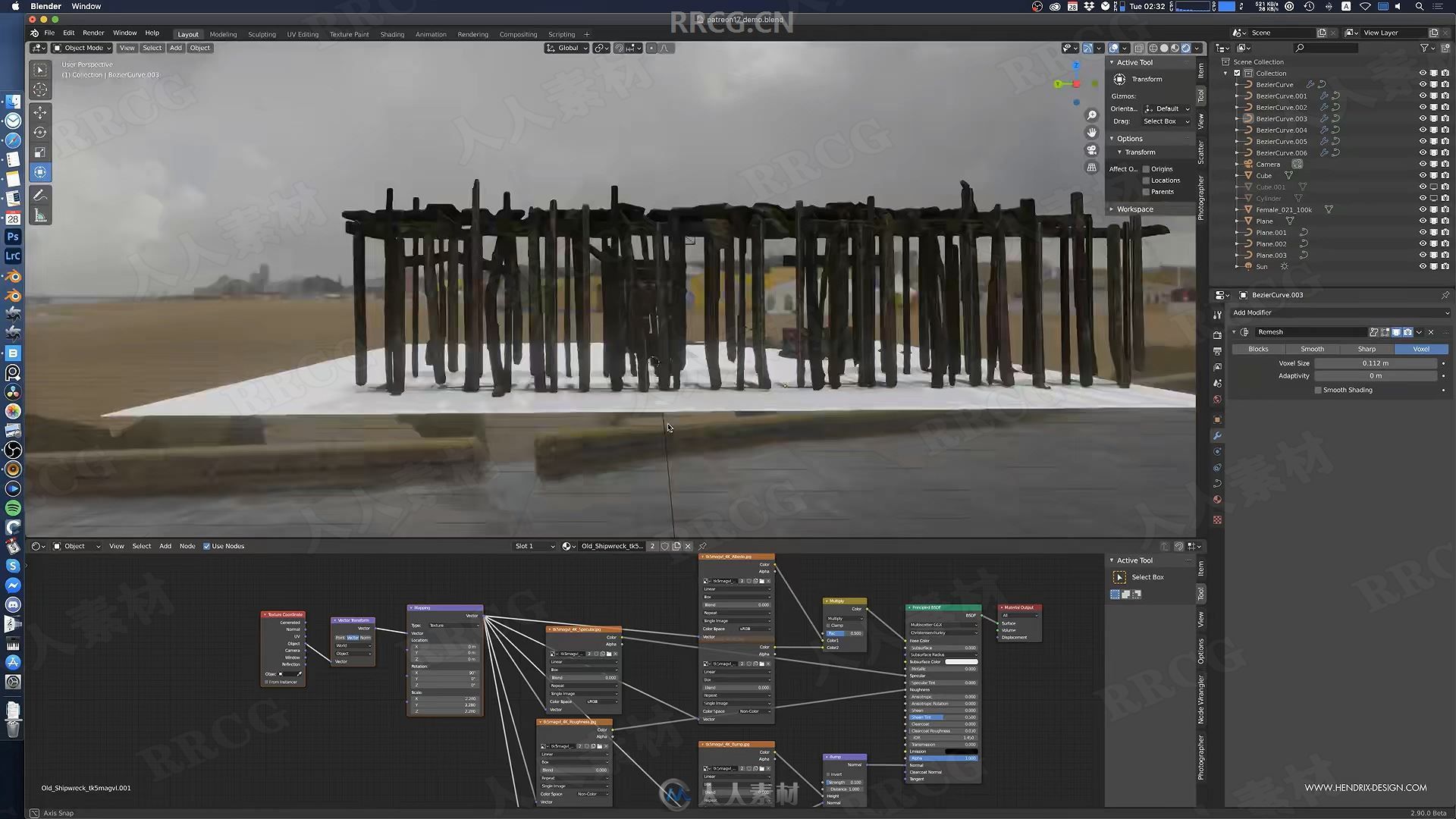 Blender绘制混合3D环境草图视频教程