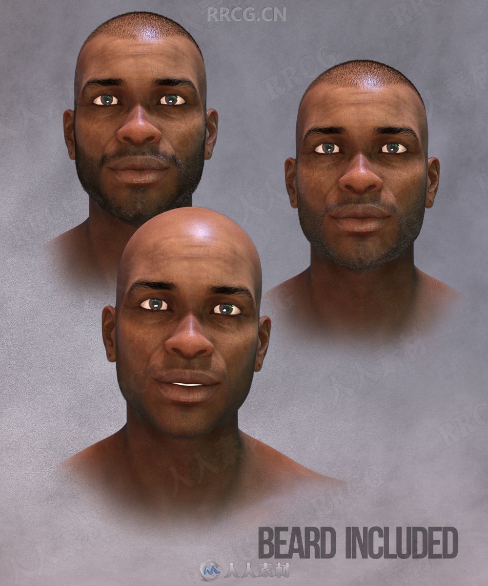 强壮年轻黑人男性角色3D模型合集