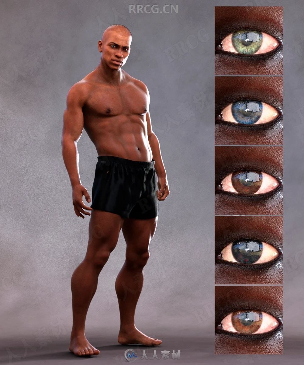 强壮年轻黑人男性角色3D模型合集