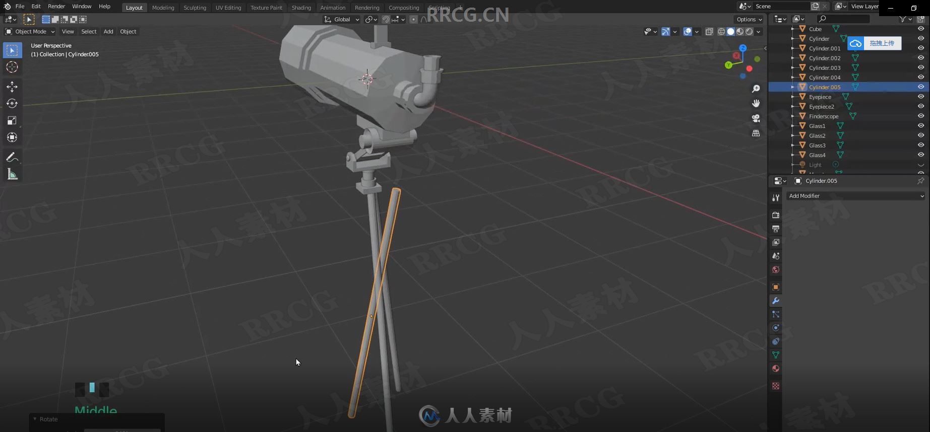Blender初学者创建高质量3D天文望远镜模型视频教程