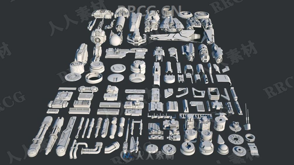 128组高品质太空飞船零件相关3D模型合集