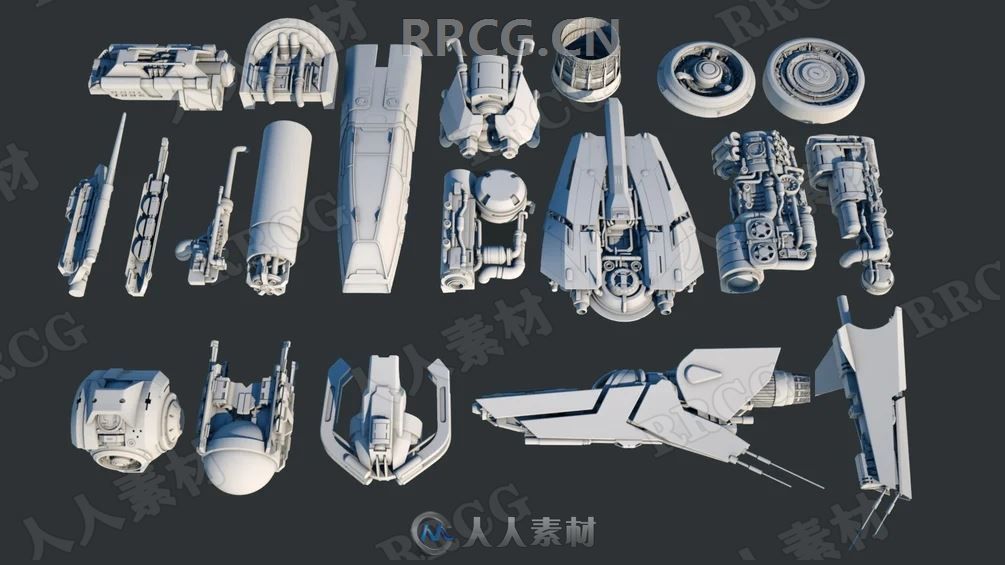 128组高品质太空飞船零件相关3D模型合集