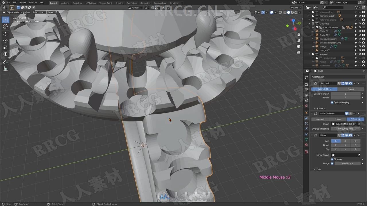 Blender珠宝首饰3D打印级设计实例制作视频教程