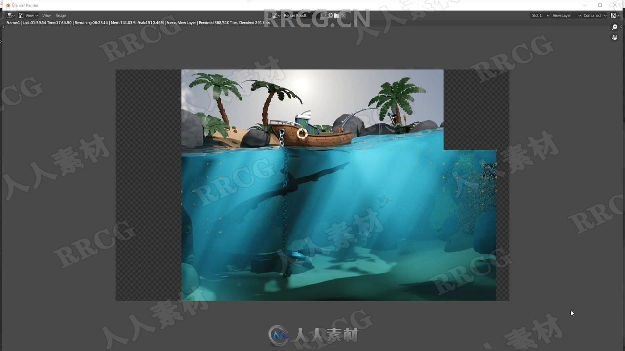 Blender 2.9热带海岛水景完整实例制作视频教程