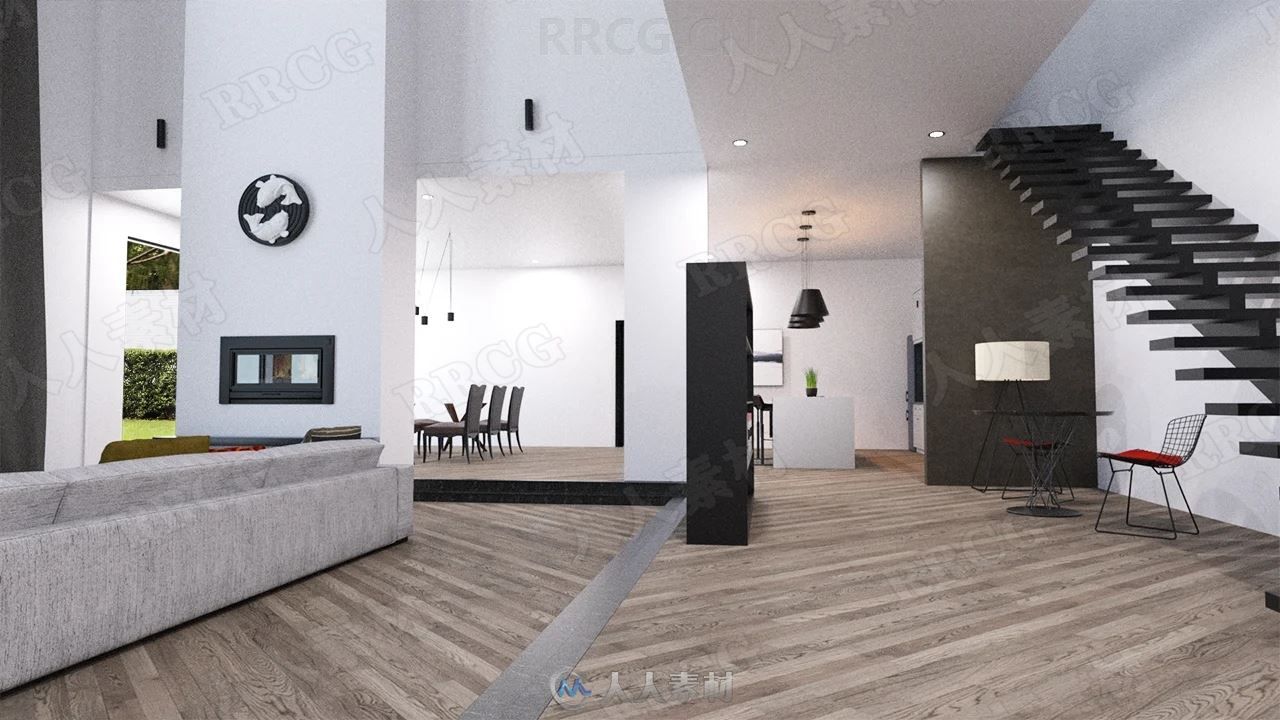现代简洁干净客厅室内设计3D模型合集