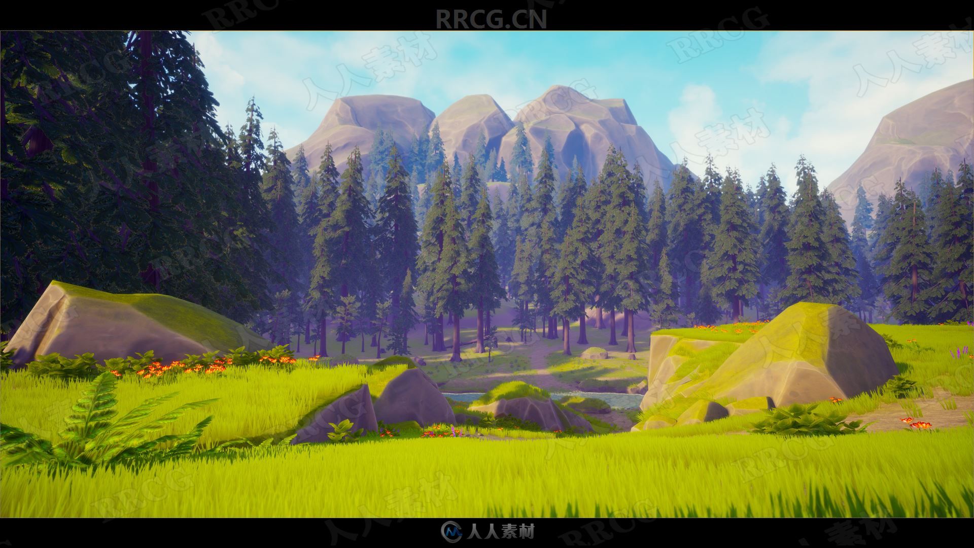 程式化卡通森林场景ue4游戏素材资源-cg素材岛