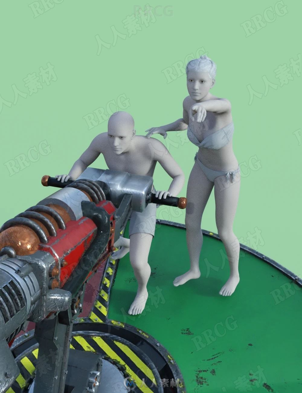 科幻人物操作照射北极光效果极光大炮3D模型合集
