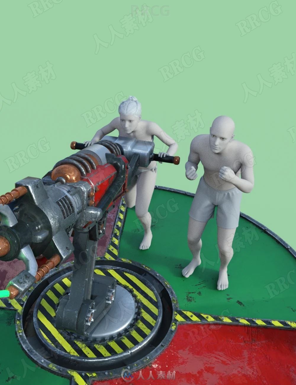 科幻人物操作照射北极光效果极光大炮3D模型合集
