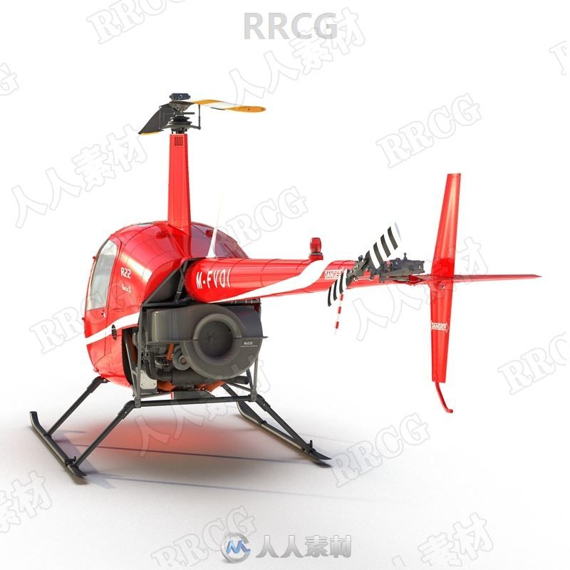 罗宾逊直升机Robinson R22高质量3D模型