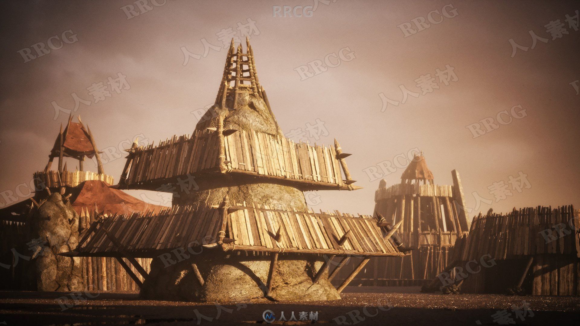 原始野蛮部落营地建筑环境场景高质量完整3D模型