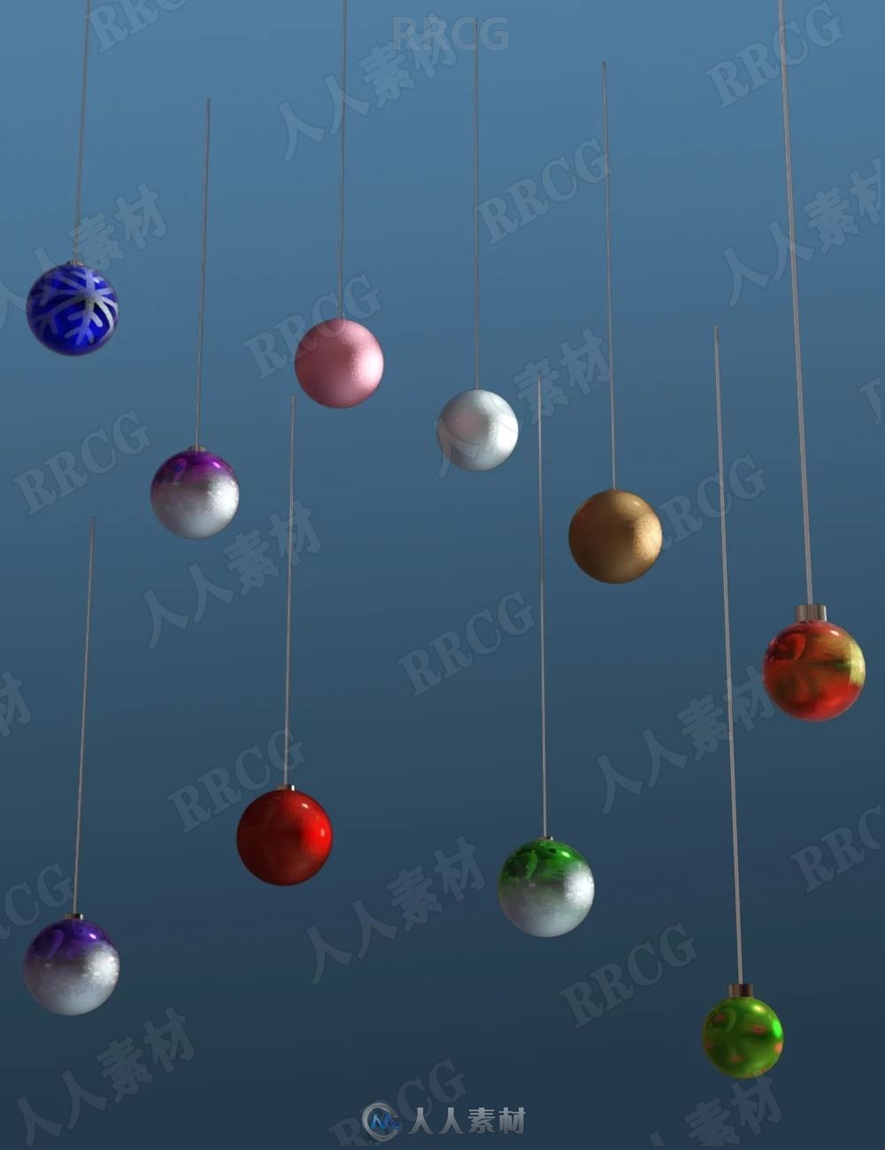 节日气氛布置装饰彩球3D模型合集