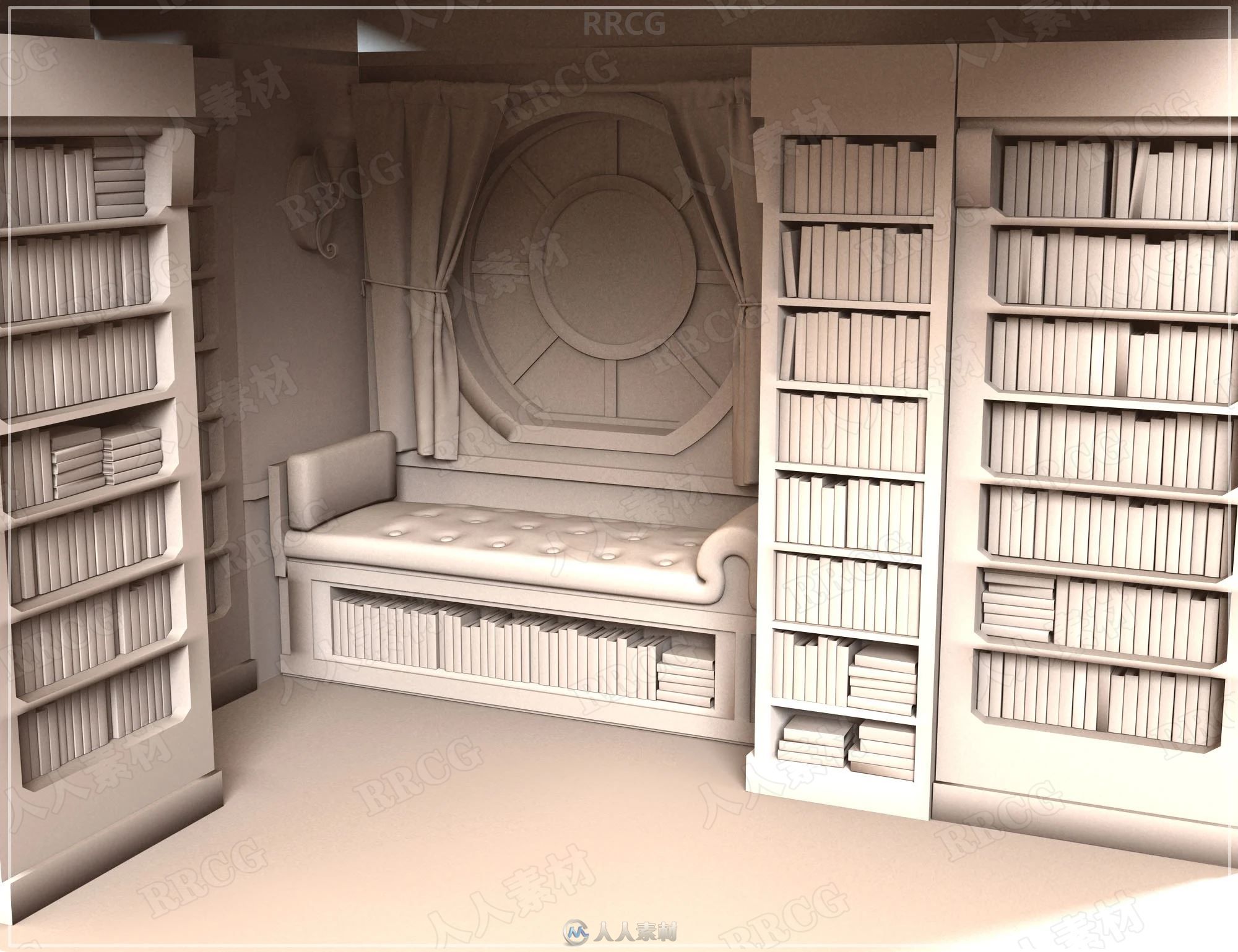 书房飘窗舒适角落室内设计3D模型合集