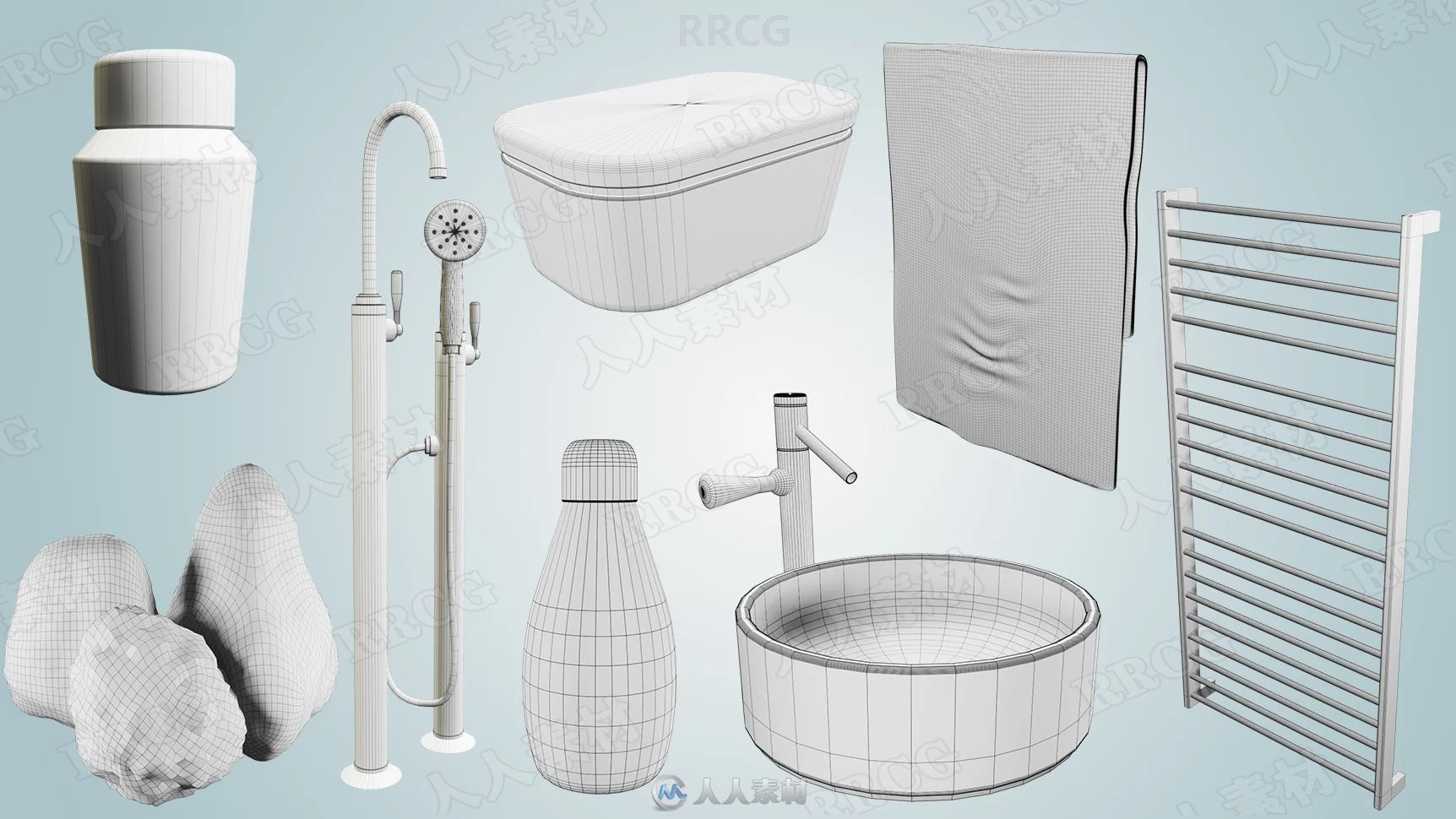高端奢华浴室室内设计3D模型合集