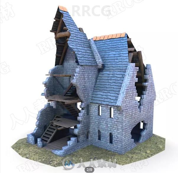 中世纪教堂砖房结构建筑Unity游戏素材资源