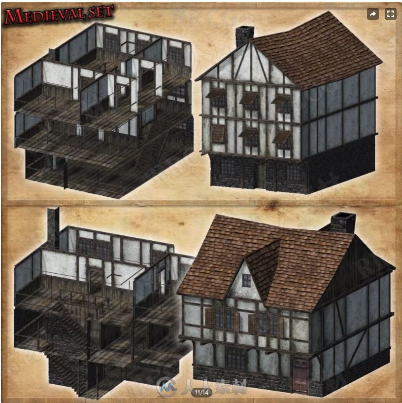 中世纪风格木质房屋梦幻3D场景Unity游戏素材资源