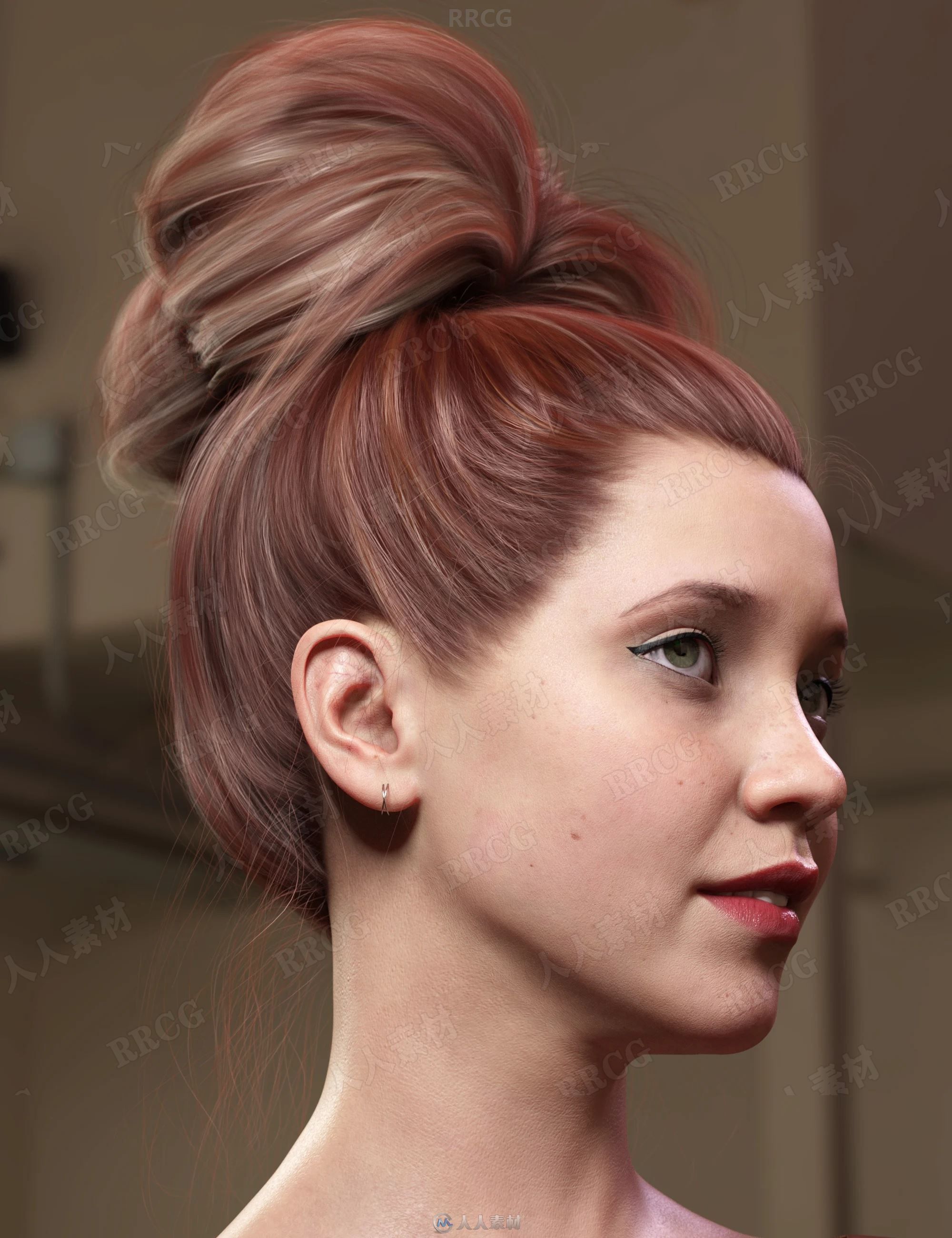 女性高盘头110种发色纹理3D模型合集