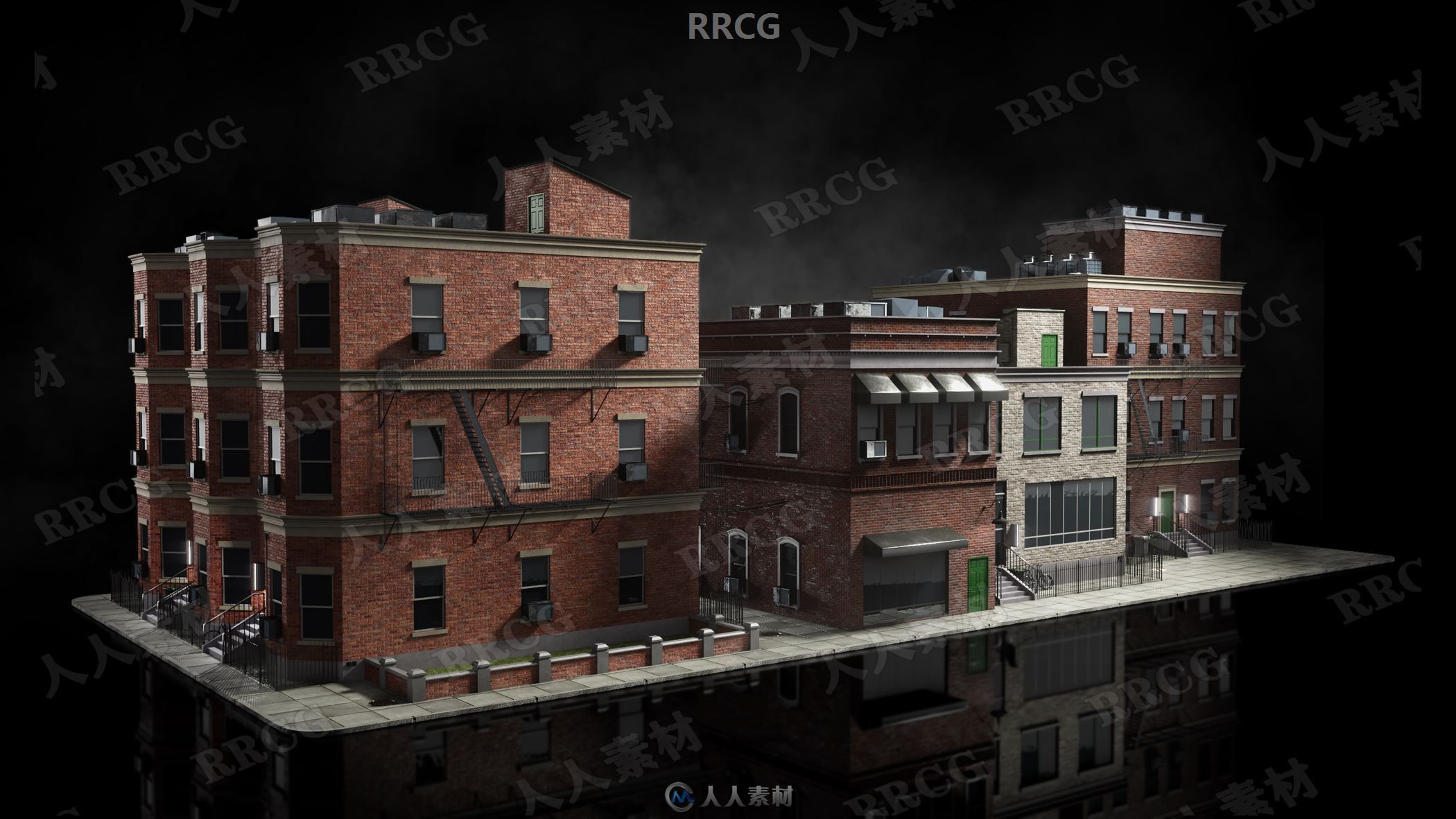 布鲁克林现代西方城市住宅街区等建筑景观3D模型合集