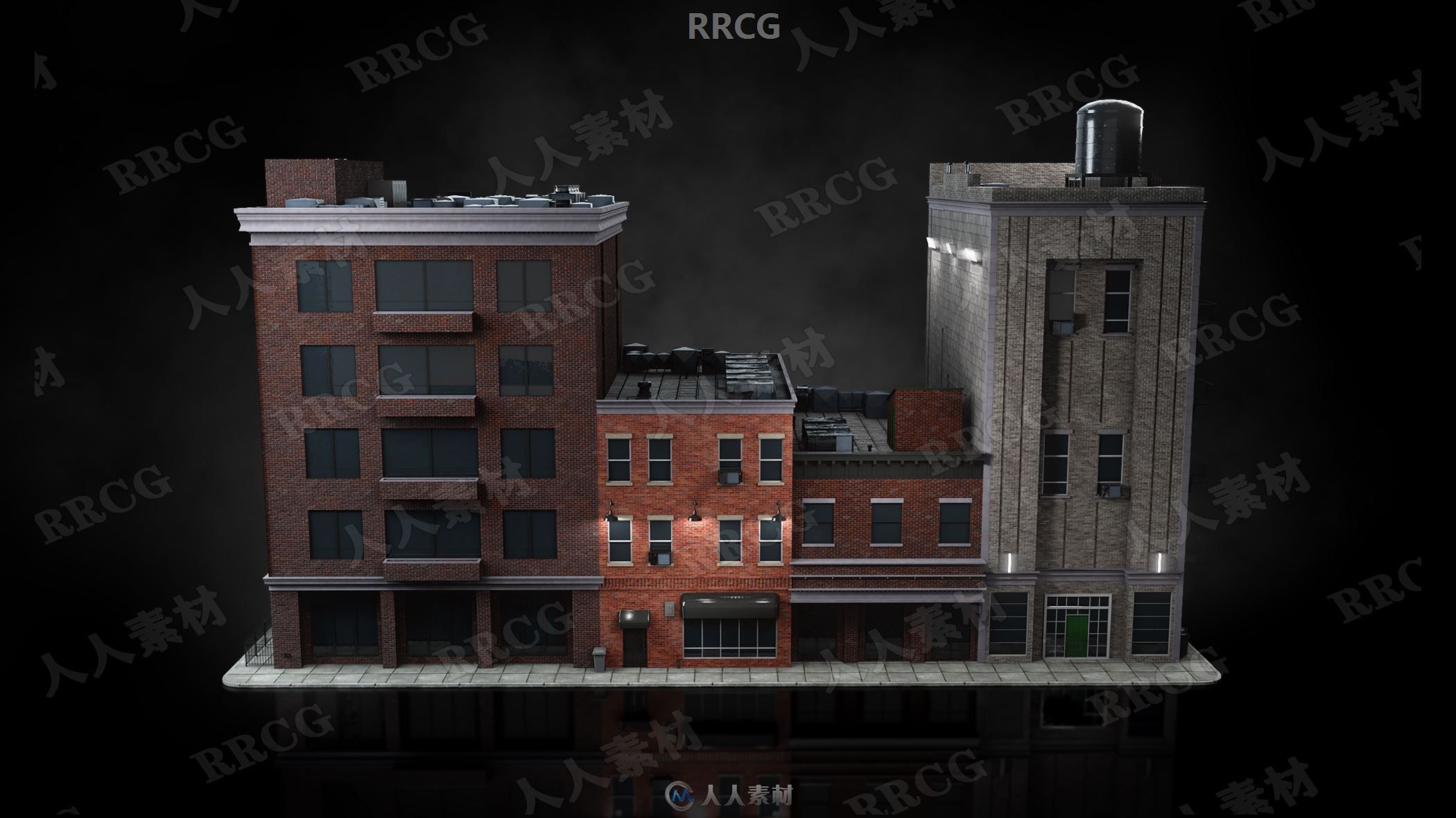 布鲁克林现代西方城市住宅街区等建筑景观3D模型合集