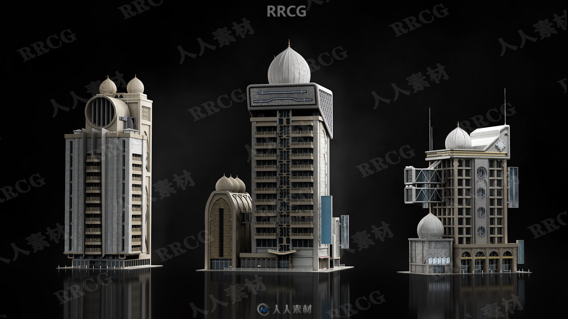 迪拜宏伟城市建筑公共交通设施3D模型合集