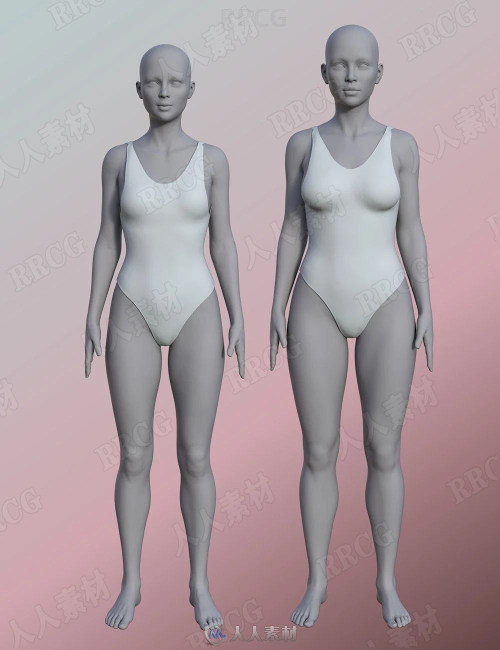 女性头部变形组合不同风格角色3D模型合集