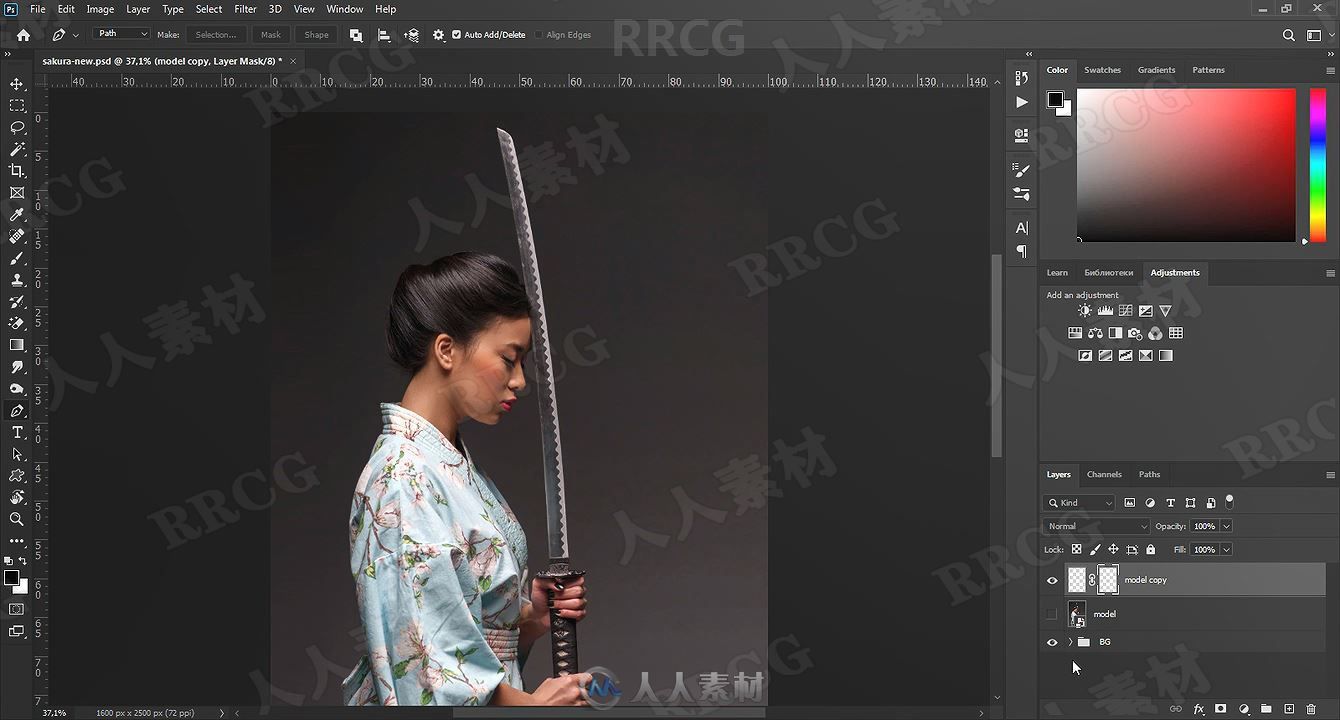 PS日本女武士樱花修饰效果素材合成视频教程